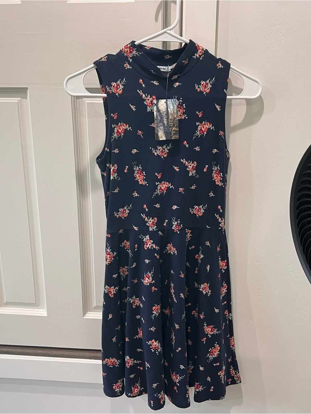 Navy Floral Sleeveless Fit-and-Flare Dress NWT